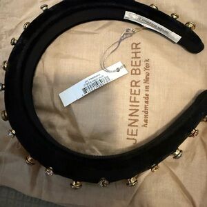 Jennifer Behr Limited Edition Joy Headband Black and Gold Embellished Headband